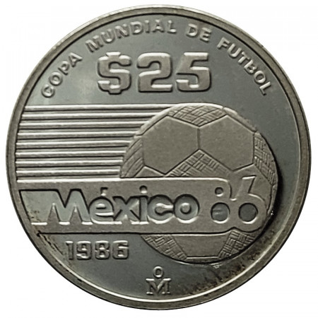 1986 * 25 Pesos Plata Mexico "Copa Mundial de Futbol" (KM 497) PROOF