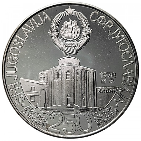 1978 * 250 Dinara Plata Yugoslavia "8° Juegos del Mediterráneo Split 1979" (KM 68) PROOF