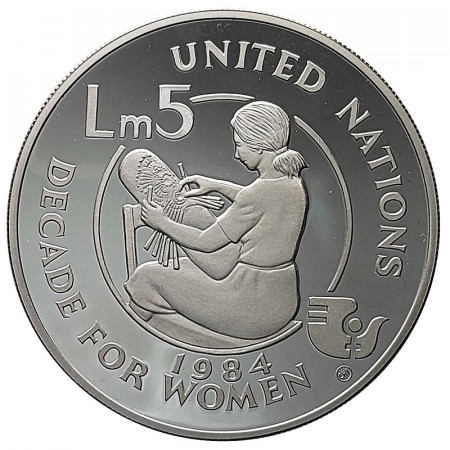 1984 * 5 Liri (Pounds) Plata Malta "Decenio Naciones Unidas Para la Mujer" (KM 71) PROOF