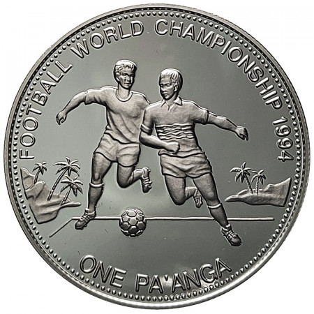 1992 * 1 Pa'anga Plata Tonga "Campeonato Mundial de Fútbol 1994" (KM 157) PROOF