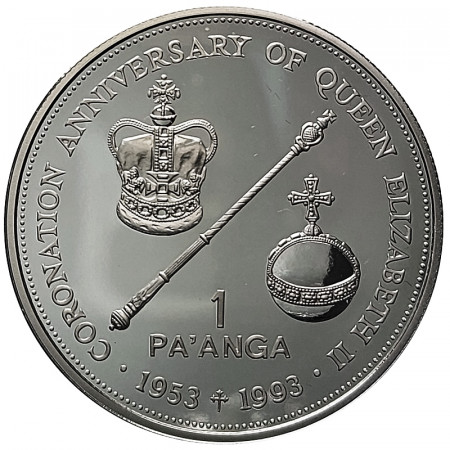 1993 * 1 Pa'anga Plata Tonga "40 Ann. Coronación de la Reina Isabel II" (KM 144) PROOF