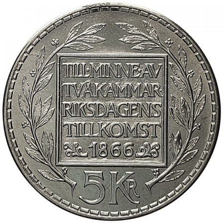 1966 * 5 Kronor Plata Suecia "100 Ann. Reforma Constitucional Bicameral" (KM 839) FDC