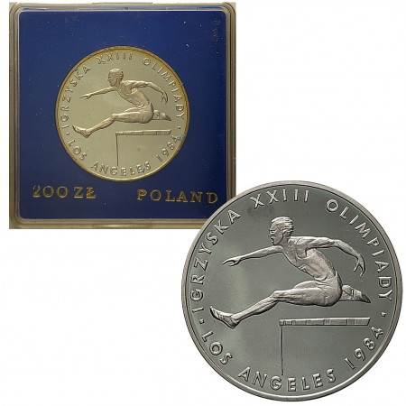 1984 * 200 Zlotych Plata Polonia "XXIII Olimpiadas Los Angeles" (Y 150) PROOF