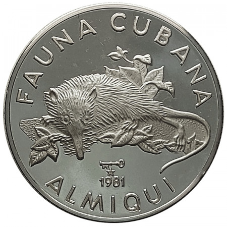 1981 * 5 Pesos Plata Cuba "Fauna Cubana - Almiqui" (KM 83) PROOF