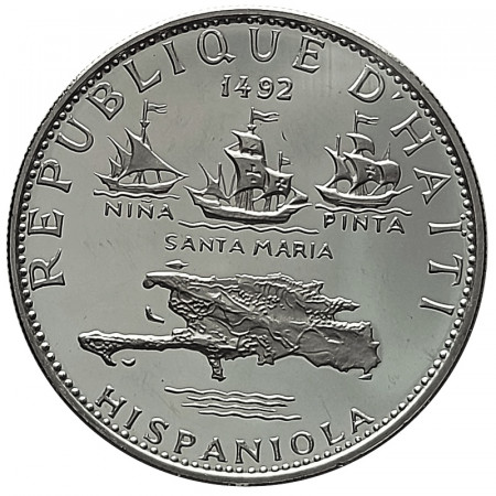 1970 * 5 Gourdes Plata Haití "10 Aniversario Revolución: Colón Descubre América" (KM 64.1) PROOF