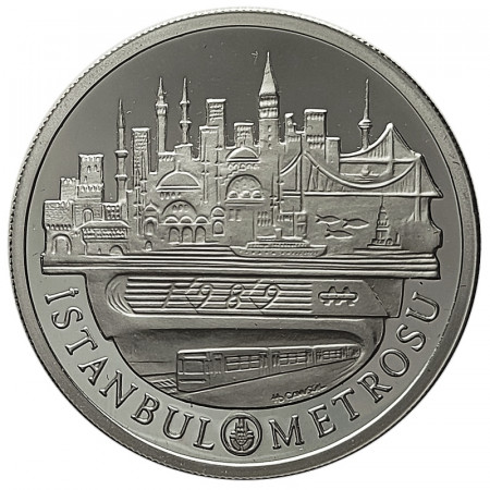 1989 * 20.000 Lira Plata Turquía "Metro de Estambul" (KM 1013) PROOF