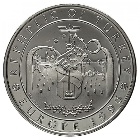 1996 * 750.000 Lira Plata Turquía "Europa" (KM 1046) PROOF