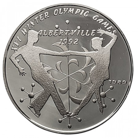 1989 * 50 Kip Plata Laos "Juegos Olímpicos Invierno Albertville 1992 - Bailarinas de Hielo" (KM 35.2) PROOF