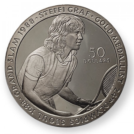 1989 * 50 Dollars Plata Niue "Steffi Graf - Olympics Seoul" (KM 44) PROOF