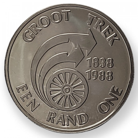 1988 * 1 Rand Plata Sudàfrica "150th Anniversary of the Great Trek" (KM 128) PROOF