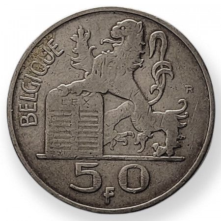 1949 * 50 Francs Plata Bélgica "Baudouin I French Text" (KM 136) MBC