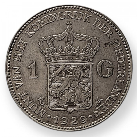 1929 * 1 Gulden Plata Paises Bajos "Wilhelmina I" (KM 161.1) MBC+