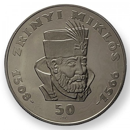 1966 * 50 Forint Plata Hungrìa "400th Anniversary - Death of Zrìnyi Miklòs" (KM 568) PROOF