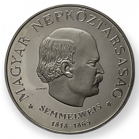 1968 * 50 Forint Plata Hungrìa "150th Anniversary of Birth of Ignàc Semmelweis" (KM 582) PROOF