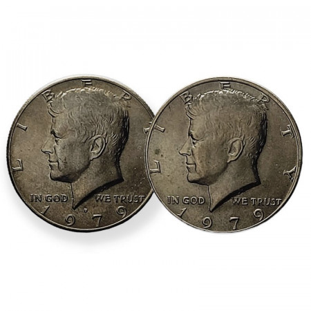 1979 * 2 x Half Dollar (50 Cents) Estados Unidos "Kennedy" P+D EBC/UNC