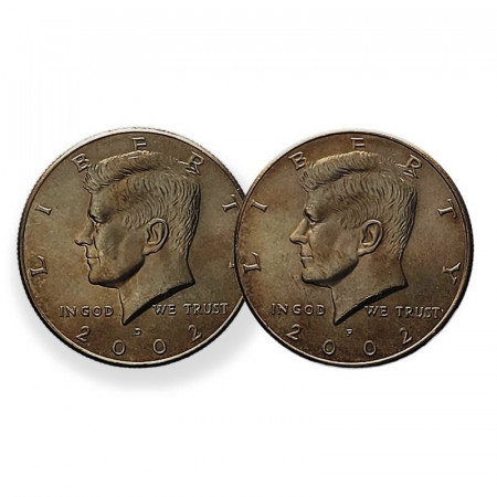 2002 * 2 x Half Dollar (50 Cents) Estados Unidos "Kennedy" P+D EBC/UNC