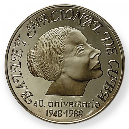 1988 * 5 Pesos Plata Cuba "Alicia Alonso - National Ballet of Cuba " (KM 219) PROOF