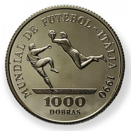 1990 * 1000 Dobras Plata Sao Tomé y Príncipe "World Championship Italy 1990" (KM 44) PROOF
