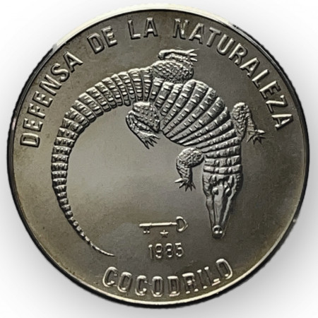 1985 * 5 Pesos Plata Cuba "Wildlife Preservation - Cuban Crocodile" (KM 125) FDC