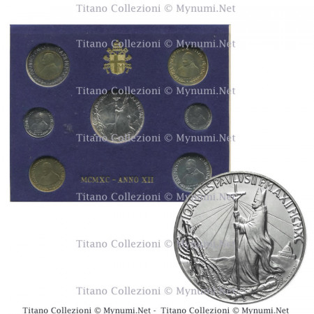1990 XII * Cartera Vaticano 7 Monedas "Juan Pablo II - Año XII" (G 359) FDC