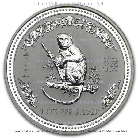 2004 * 1 Dólar Plata 1 OZ Australia "Año del Mono – Lunar I" FDC