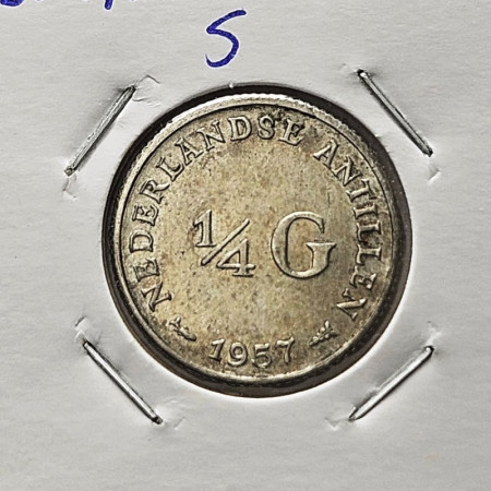1957 * 1/4 Gulden Plata Antillas Neerlandesas - Curaçao "Juliana" (KM 4) EBC
