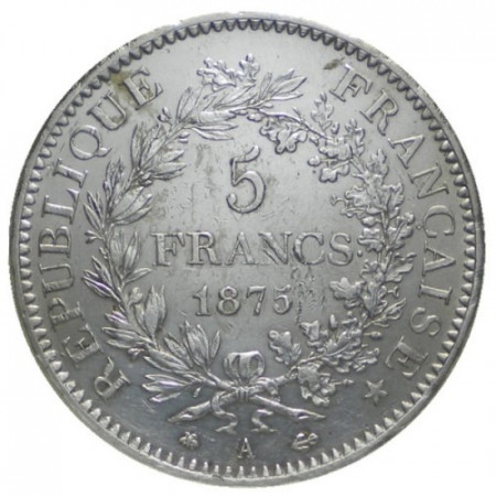 1875 A * 5 Francs Plata Francia "Hercule" - París (KM 820.1) MBC