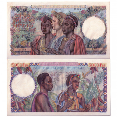 1950 * Billete África Occidental Francesa 5000 francos casiEBC