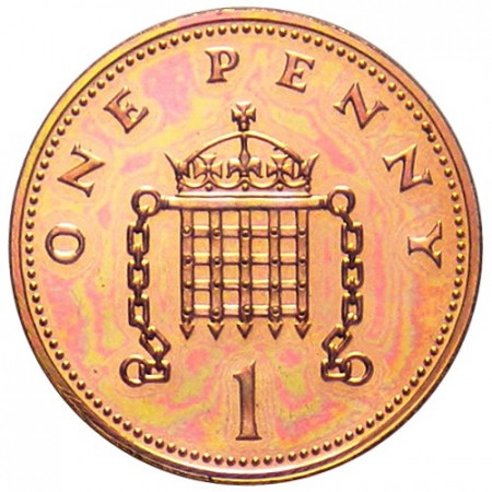 1987 * 1 penny Gran Bretaña portcullis coronada