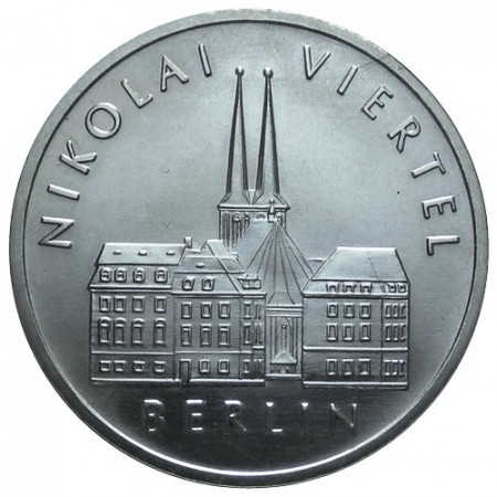 1987 A * 5 Mark ALEMANIA RDA República Democrática "750° Aniversario de Berlín – Nicolaiviertel" (KM 114) UNC