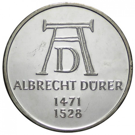 1971 D * 5 Mark Plata Alemania Federal "500° Nacimiento de Albrecht Dürer" (KM 129) PROOF