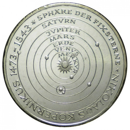 1973 J * 5 Mark Plata Alemania Federal "500 Aniversario Nikolaus Kopernikus" (KM 136) SC