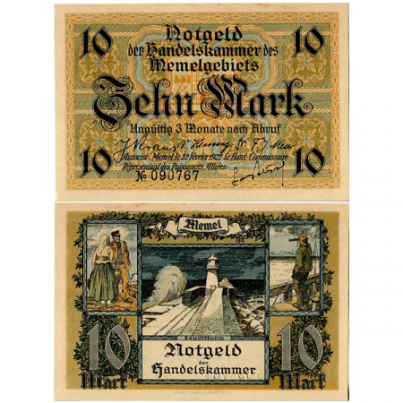 1922 * Notgeld Alemania 10 Mark "Memel" (N 881) SC