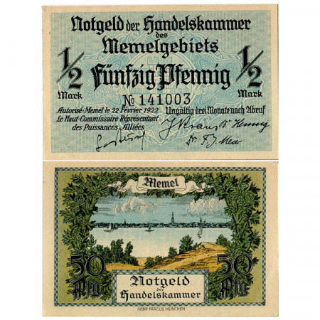 1922 * Notgeld Alemania 50 Pfennig - Half 1/2 Mark "Memel" (N 881) SC