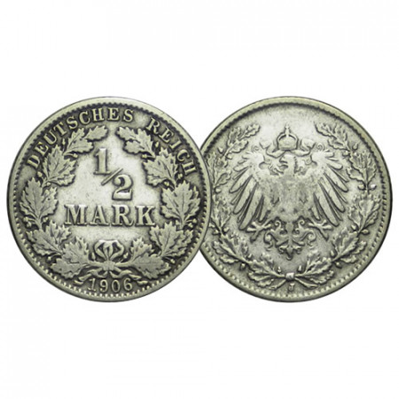 1906 J * Half 1/2 Mark Plata ALEMANIA "Segundo Reich - Águila Imperial" (KM 17) BC