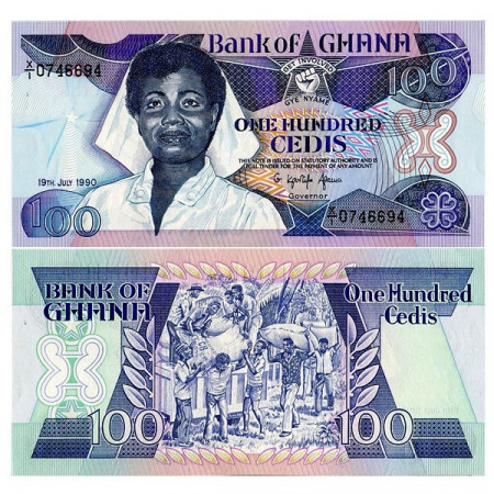 1990 * Billete Ghana 100 Cedis (p26b) SC