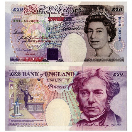 ND (1993-98) * Billete Gran Bretaña 20 Pounds "M. Faraday" (p387a) SC-