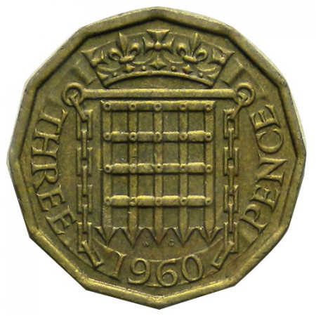 1960 * 3 Pence Gran Bretaña "Isabel II - Rastrillo Coronado" (KM 900) MBC+