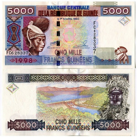 1998 * Billete Guinea 5000 Francs (p38) SC