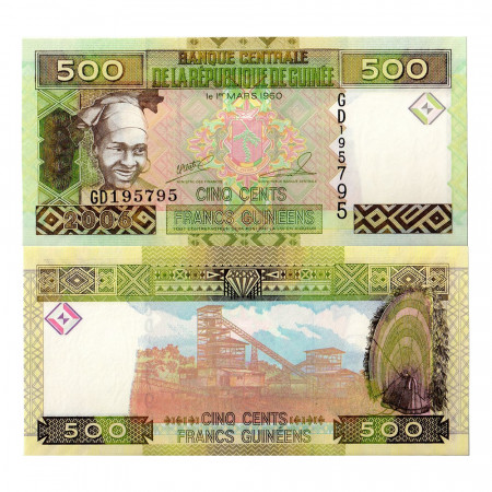 2006 * Billete Guinea 500 Francs Guinéens "Mining" (p39a) SC