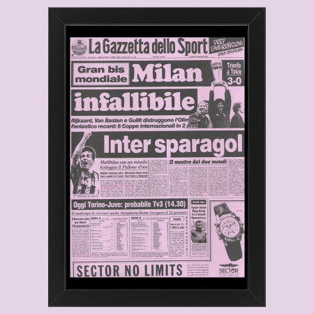 2012 (1990) * Primera Página Anastática "Milan Infallibile, 6 Coppe Internazionali in 2 Anni - Gazzetta dello Sport" Cuadro (A)