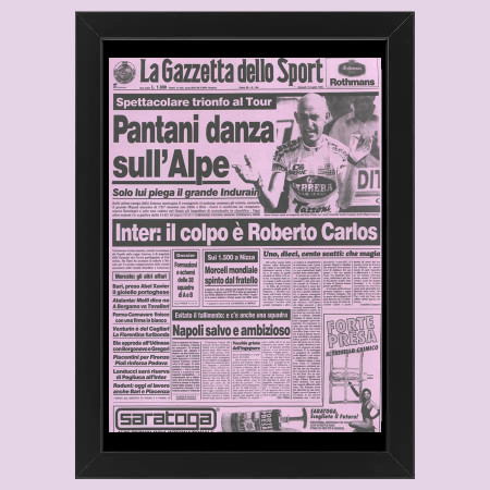 2012 (1995) * Primera Página Anastática "Pantani Danza sull'Alpe, Piega Indurain - Gazzetta dello Sport" Cuadro (A)