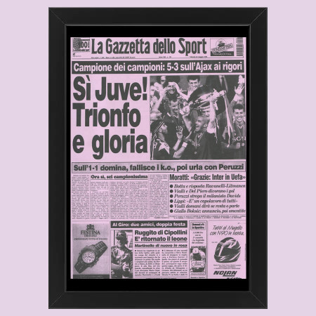 2012 (1996) * Primera Página Anastática "Juventus, Campione dei Campioni - Gazzetta dello Sport" Cuadro (A)