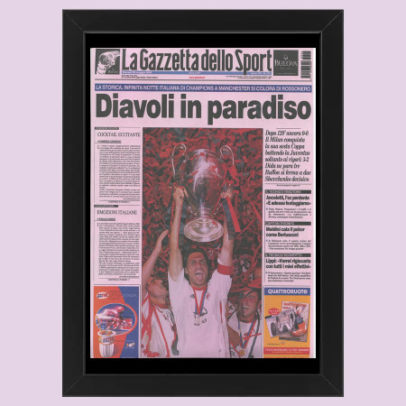 2012 (2003) * Primera Página Anastática "Milan, Diavoli in Paradiso, Champions Si Colora Rossonero - Gazzetta dello Sport" Cuadro (A)