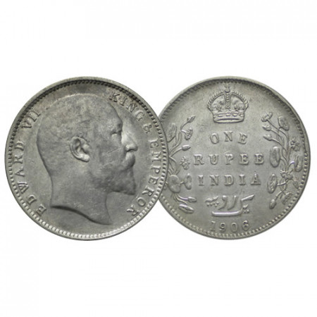 1906 (c) * 1 Rupee Plata India Británica "Eduardo VII" (KM 508) EBC