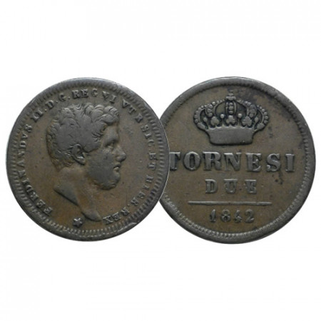 1842 * 2 Tornesi Italia Estados - Dos Sicilias "Napoles - Fernando II" (KM 327) BC