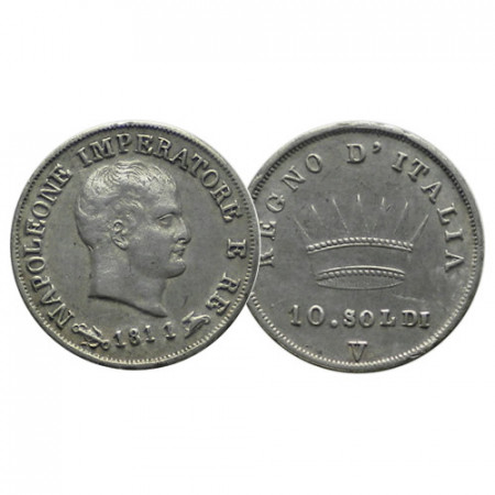 1811 V * 10 Soldi (50 Centesimi) Plata Italia "Napoleón I - Rey de Italia - Venecia" (C 6.2) MBC+