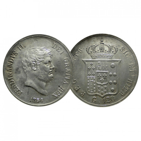 1856 * 1 Piastra (120 Grana) Plata Italia Estados - Dos Sicilias "Napoles - Fernando II" (KM 361) MBC+