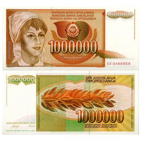 1989 * Billete Yugoslavia 1 Millón - 1.000.000 Dinara (p99) SC