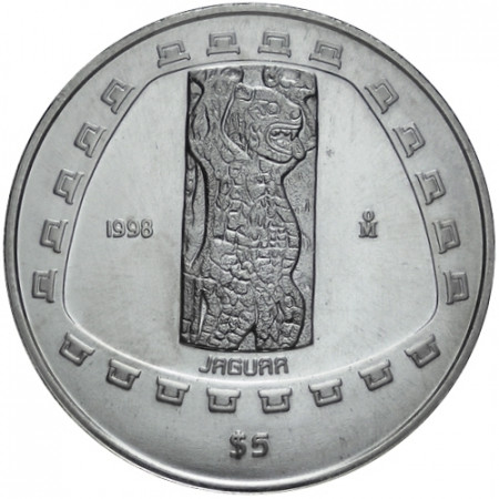 1998 * 5 Pesos Mexico - Onza de plata JAGUAR